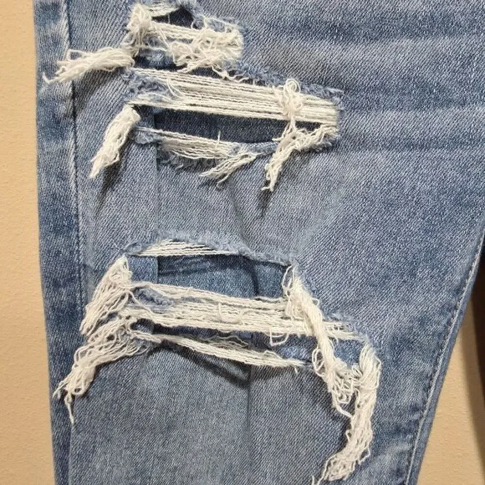 American Eagle Super Hi Rise Flare Jeans Distressed Y2K Stretch Denim - Size 00